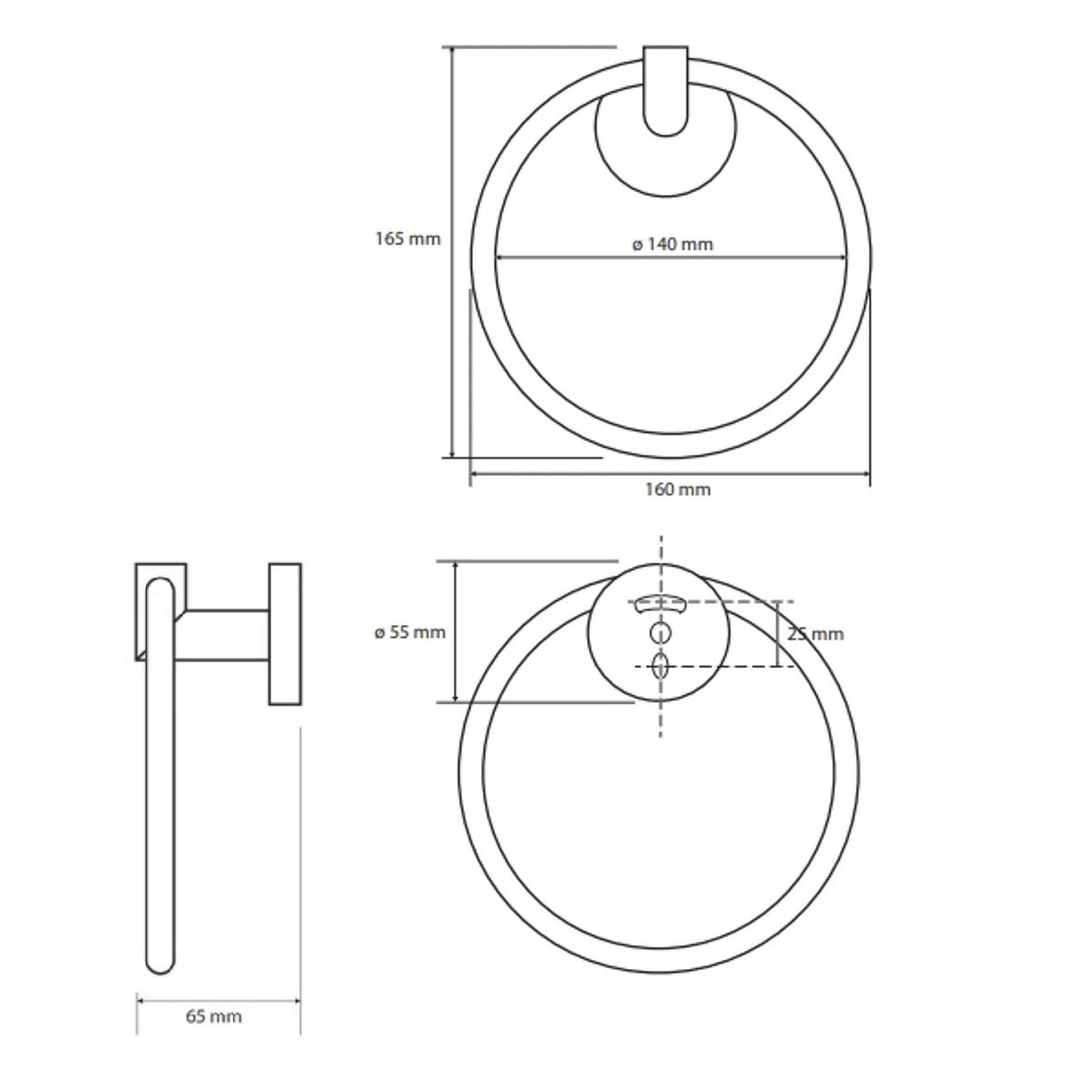 Тримач-кільце для рушників BEMETA OMEGA 160мм округлий металевий хром 104204062