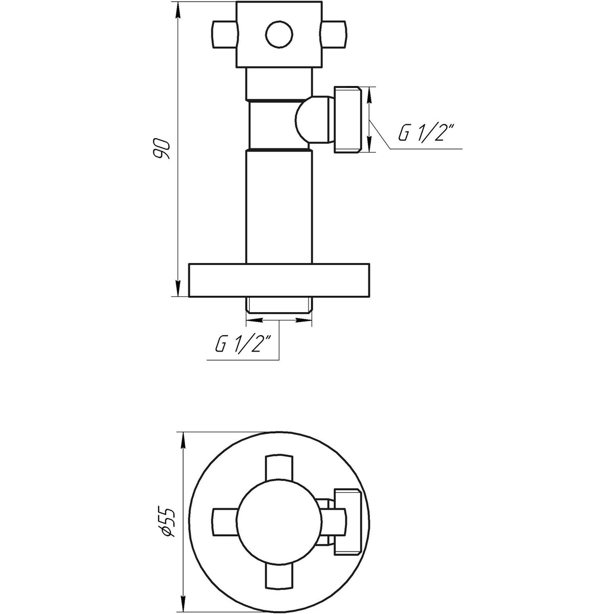 Кран шаровой бытовой SOLOMON Retro 7077 угловой 1/2" нр-нр 000002253