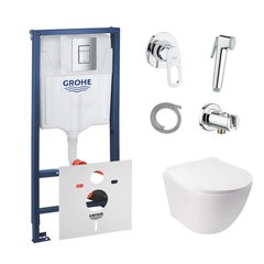 Комплект інсталяції GROHE Rapid SL кнопка хром безобідковий унітаз Q-TAP з кришкою мікроліфт дюропласт 38772001QT07335176W111042