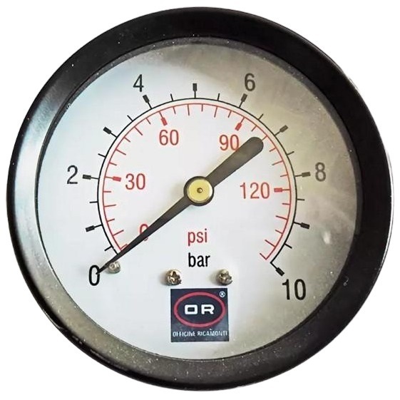 Манометр для тиску води OFFICINE RIGAMONTI на 10 бар із заднім підключенням 1/4" корпус Ø63 мм 0240.010