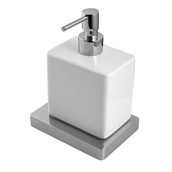 Дозатор для жидкого мыла NOKEN Lounge 100213306 настенный на 200мл прямоугольный керамический хром/белый