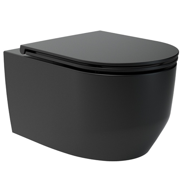 Унітаз підвісний безобідковий чорний DEVIT Art 3.0 із сидінням з мікроліфтом 3030140B