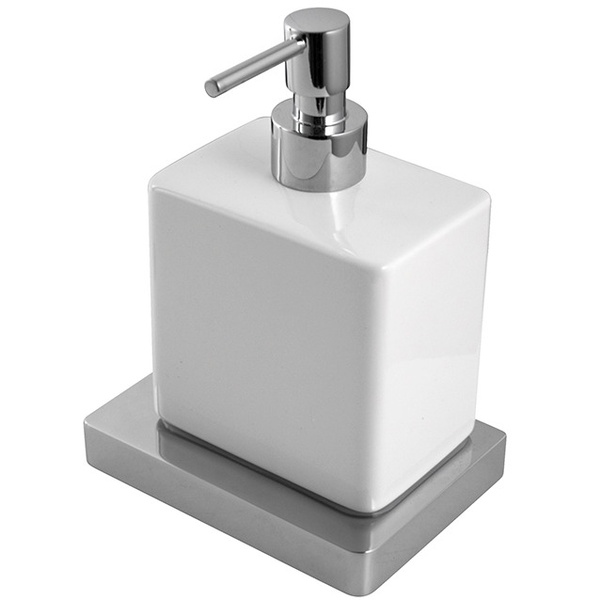 Дозатор для жидкого мыла NOKEN Lounge настенный на 200мл прямоугольный керамический серый/белый 100213386