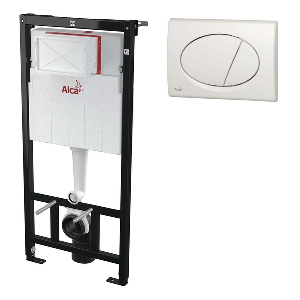 Система инсталляции для унитаза ALCAPLAST Sadromodul с кнопкой белая глянец AM101/1120 + M70