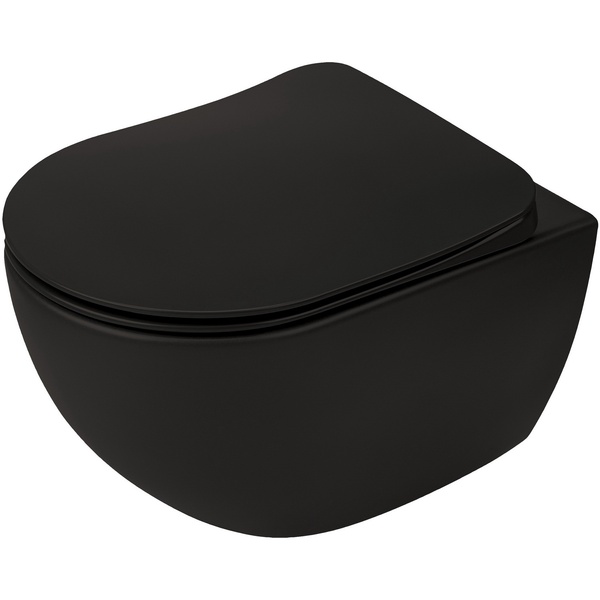 Унітаз підвісний безобідковий чорний DEANTE Peonia із сидінням з мікроліфтом CDEDNZPW