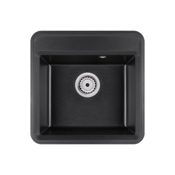 Мийка на кухню гранітна квадратна Q-TAP CS 5151 505x505мм чорна із сифоном QTCS5151BLA