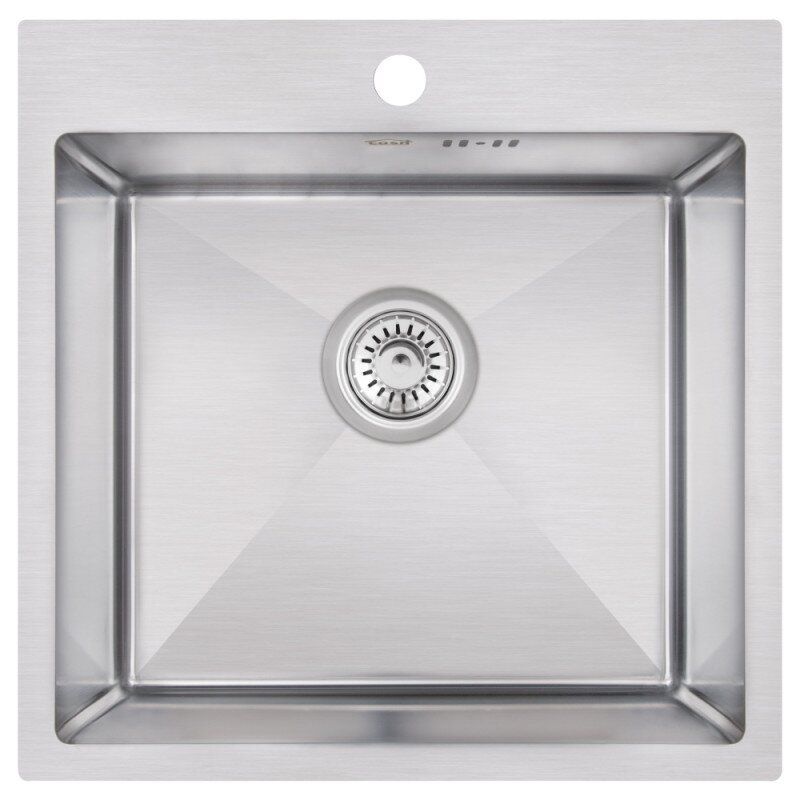 Мийка на кухню із нержавійки квадратна COSH 500мм x 500мм глянцева 3.0мм із сифоном врізна під стільницю COSHD5050HM12
