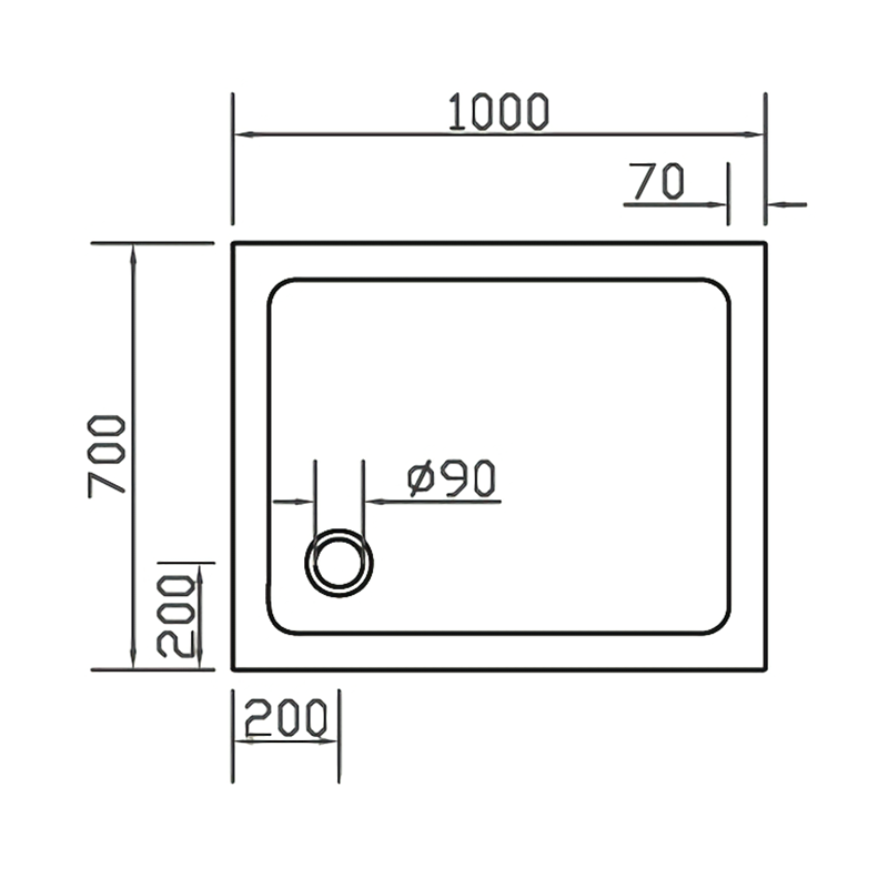 Піддон для душової кабіни EGER SMC 599-1070S 100x70x3.5см прямокутний композитний без сифону білий