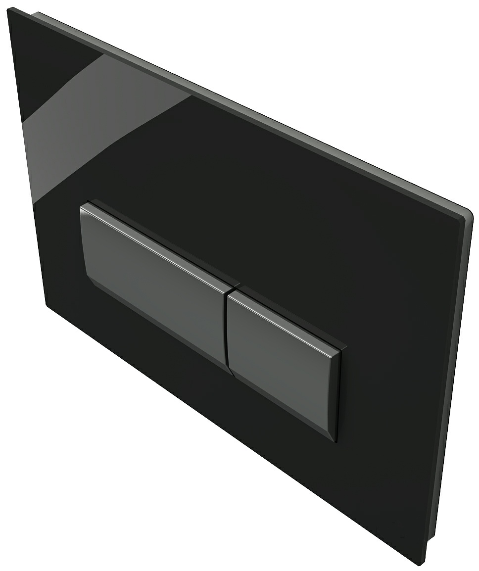 Кнопка слива для инсталляции KOLLER POOL стеклянная двойная глянцевая чорная INTEGRO BLACK GLASS