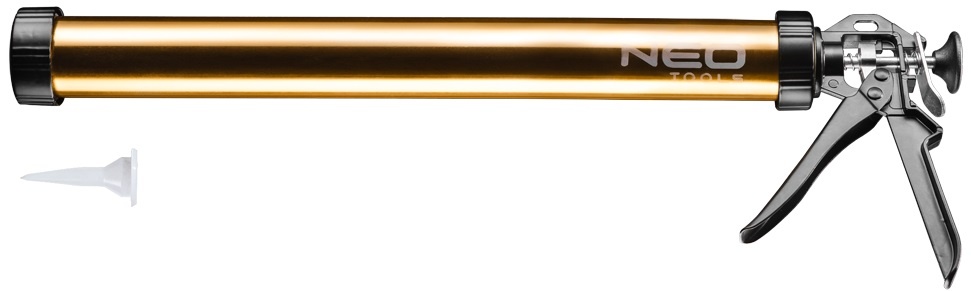 Пістолет для герметика Neo Tools, 600мл, корпус алюмінієво-сталевий 1.1мм, робоча частина 389мм