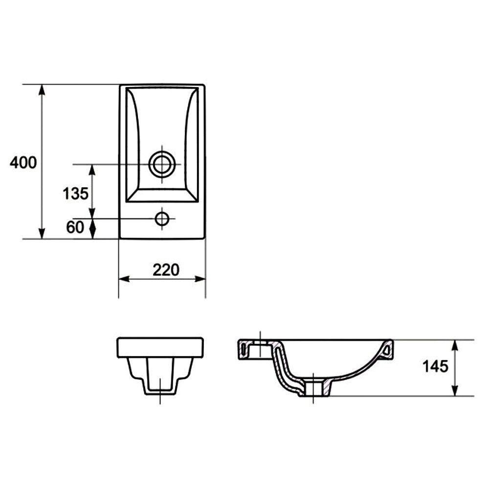 Раковина подвесная в ванную 400мм x 220мм CERSANIT COMO белый прямоугольная K32-001-BOX