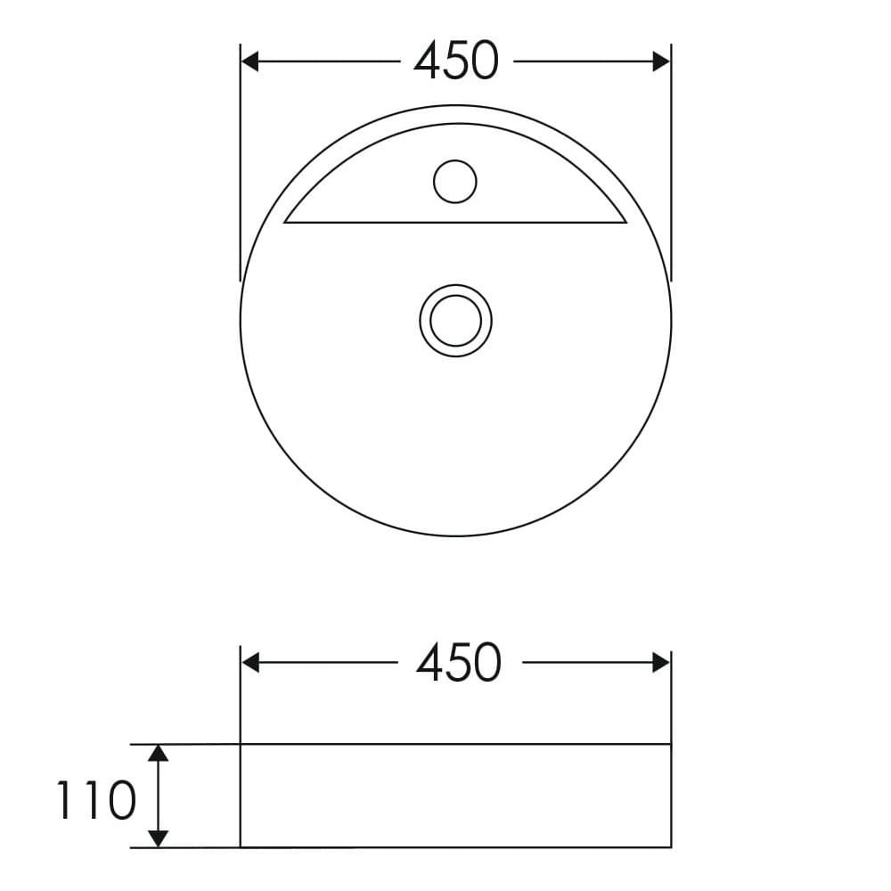 Умивальник накладний IMPRESE 450x450x110мм круглий білий i11220