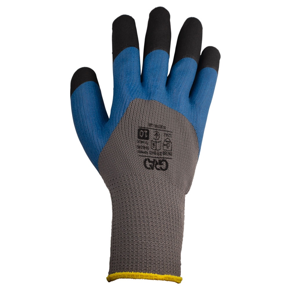 Перчатки трикотажные с частичным латексным вспененным покрытием утепленные р10 (синий манжет) КРАТНО 12 парам GRAD (9445745)