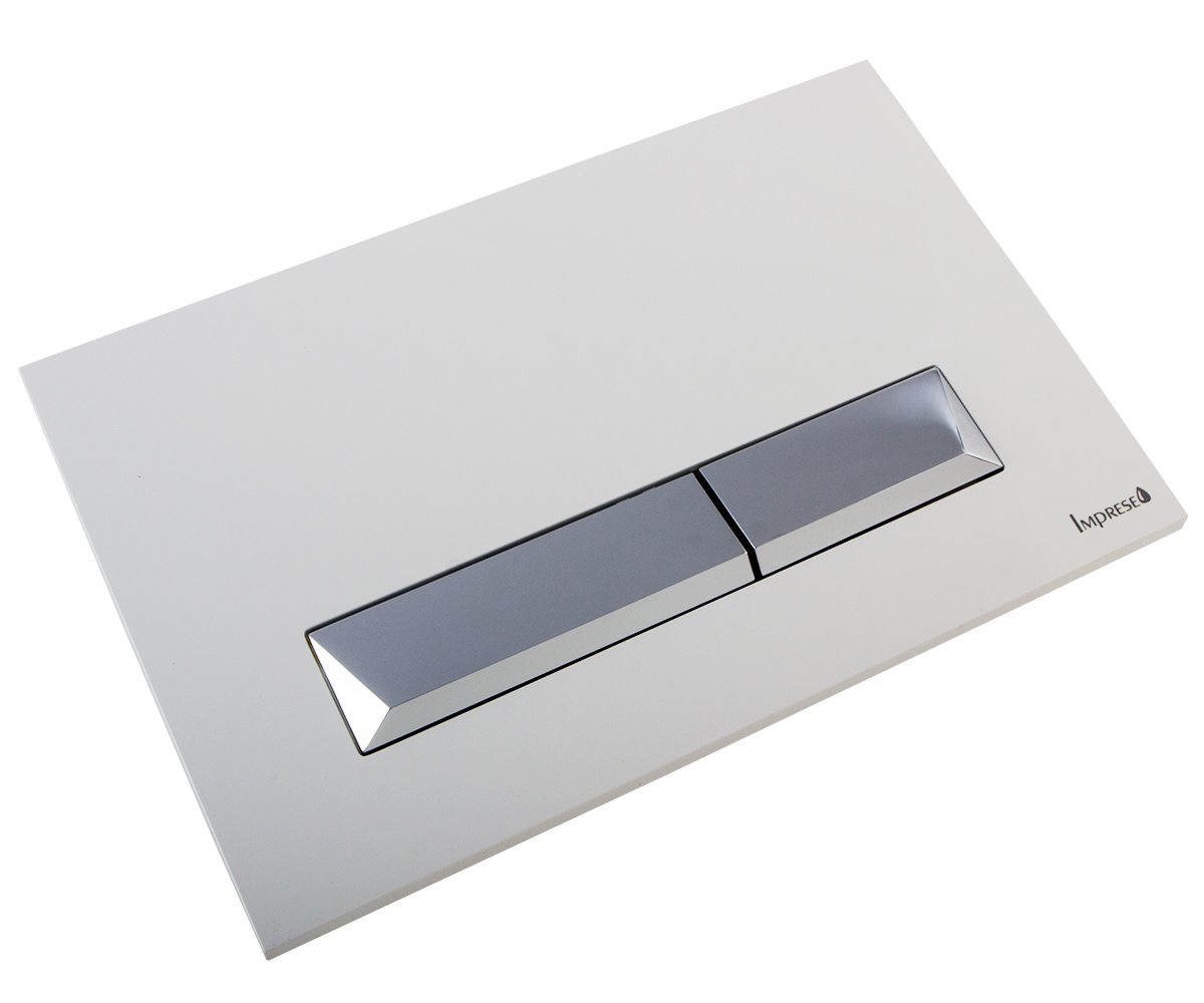 Кнопка злива для інсталяції IMPRESE PAN Breclav White пластикова подвійна глянцева біла i8245W