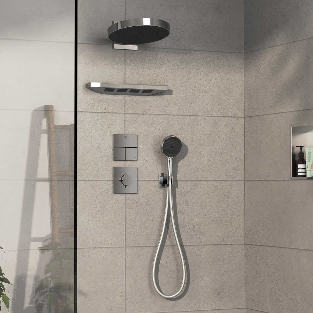 Внешняя часть смесителя без скрытой части HANSGROHE ShowerSelect Comfort E хром латунь 155x155мм 15574000