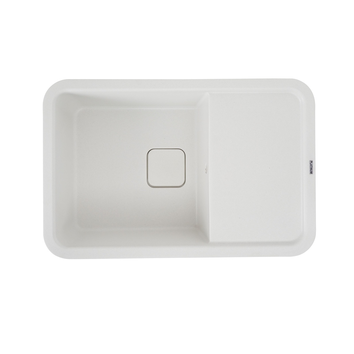 Мийка для кухні гранітна прямокутна PLATINUM 7850 CUBE 775x505x180мм без сифону біла PLS-A24612