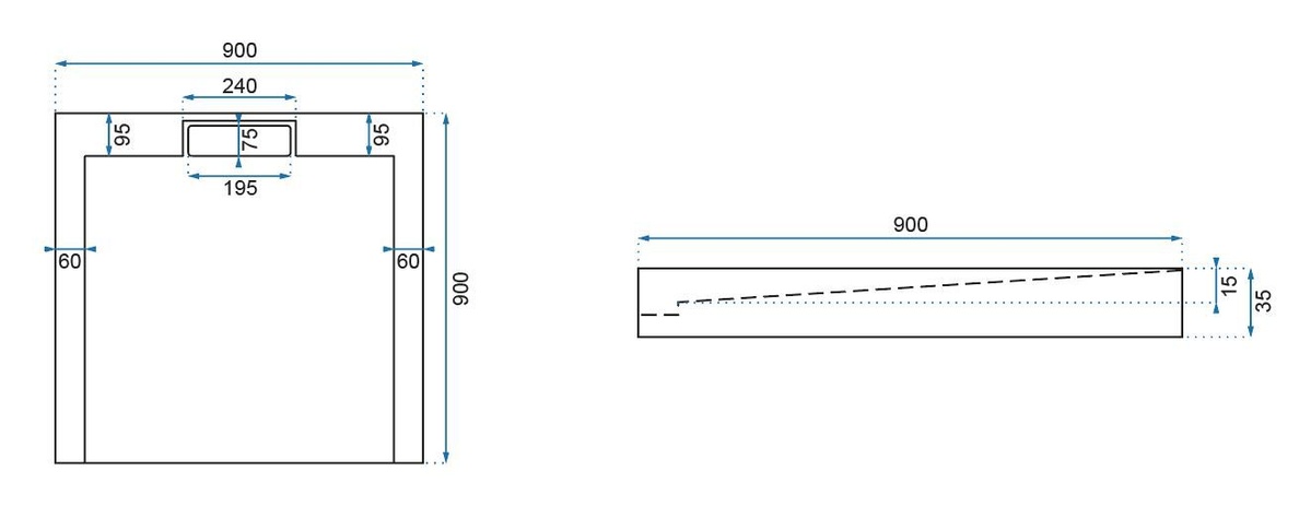 Поддон для душевой кабины REA GRAND 90x90x3.5см квадратный акриловый c сифоном черный REA-K4595