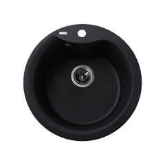 Раковина на кухню гранитная круглая GLOBUS LUX ORTA 485мм x 485мм черный без сифона 000021894