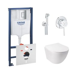 Набір інсталяції GROHE Rapid SL кнопка хром безобідковий унітаз Q-TAP з кришкою мікроліфт дюропласт 38772001QT07335176W2904800S