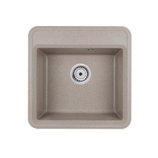 Мийка для кухні Q-TAP гранітна CS 5151 505x505мм квадратна врізна із сифоном бежева QTCS5151BEI