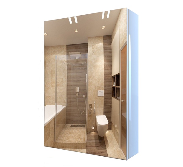 Шкафчик подвесной с зеркалом в ванную AQUARIUS Standard 45x70x15см белый AQ-U1189509470