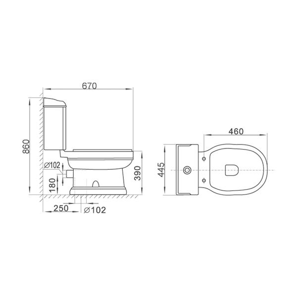 Унитаз-компакт напольный белый VOLLE LEONOR сиденье микролифт выпуск в стену 13-19-030