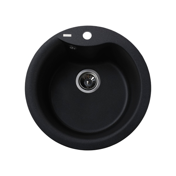 Раковина на кухню керамогранітна кругла GLOBUS LUX ORTA 485мм x 485мм чорний без сифону 000021894