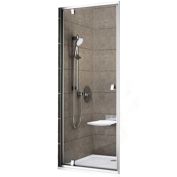 Двері скляні для душової ніші універсальні поворотні RAVAK PIVOT PDOP1-90 190x90см прозоре скло 6мм профіль хром 03G70C00Z1