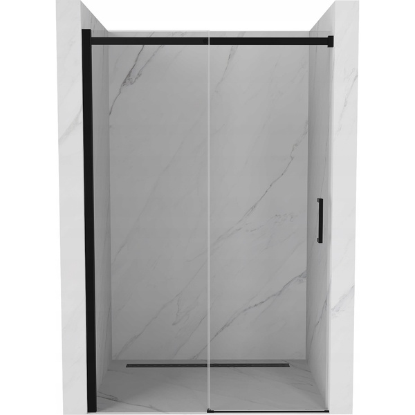 Дверь для душевой ниши MEXEN Omega стеклянная раздвижная двухсекционная 190x140см прозрачная 8мм профиль черный MEX-825-140-000-70-00