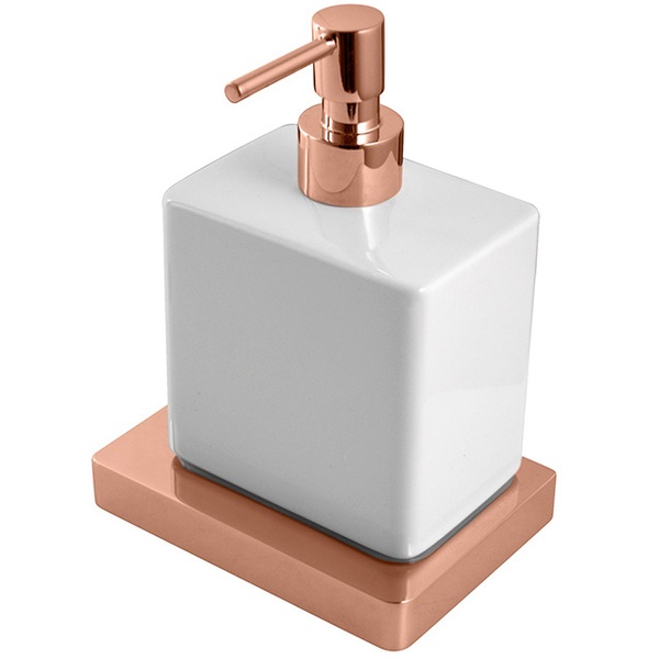 Дозатор для жидкого мыла NOKEN Lounge настенный на 200мл прямоугольный керамический медь/белый 100213385