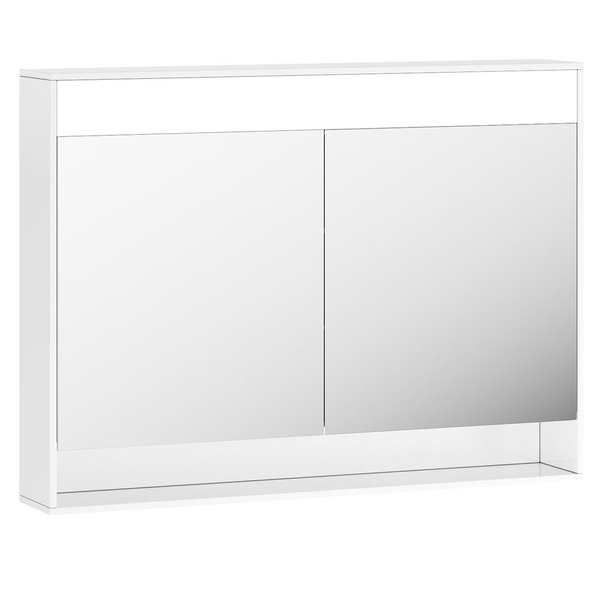 Шкафчик подвесной с зеркалом в ванную RAVAK MC Step 100x74x15см c подсветкой с полочкой белый X000001421