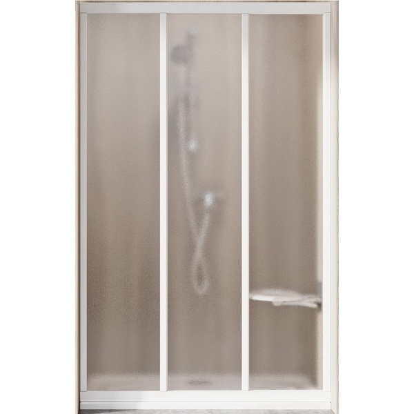 Двері скляні для душової ніші універсальні розсувні трисекційні RAVAK SUPERNOVA ASDP3-120 198x120см матове скло 3мм профіль білий 00VG01R2ZG