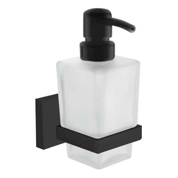 Дозатор для жидкого мыла VOLLE CUADRO 2536.230104 настенный на 330мл прямоугольный стеклянный черный