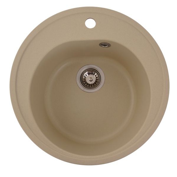 Мийка для кухні гранітна кругла PLATINUM 510 LUNA 510x510x190мм без сифону бежева PLS-A27532