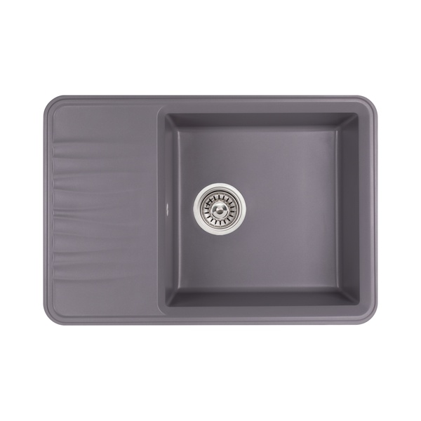 Мийка на кухню керамогранітна прямокутна Q-TAP CS 505мм x 730мм сірий із сифоном QT7440GRE471