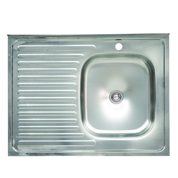 Мийка для кухні із нержавіючої сталі прямокутна накладна PLATINUM 8060 R 800x605x130мм глянцева 0.4мм без сифону PLS-A599