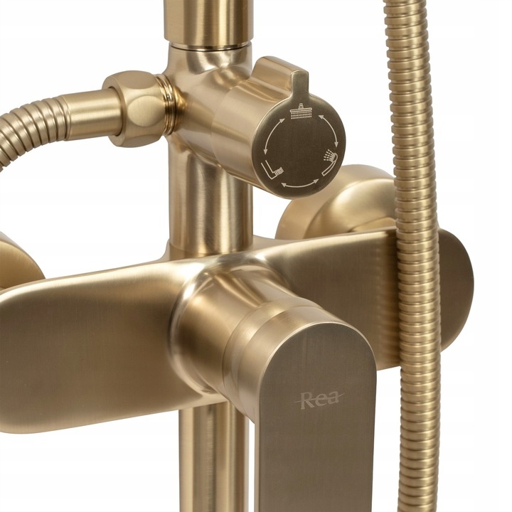 Душевая система REA VERSO с верхним душем и изливом латунная золото REA-P9146
