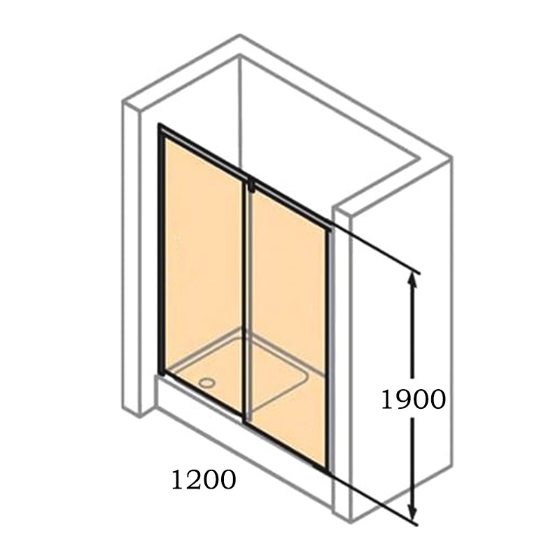Двері скляні для душової ніші універсальні розсувні двосекційні HUPPE Classics 2 190x120см прозоре скло 6мм профіль хром C20402.069.322