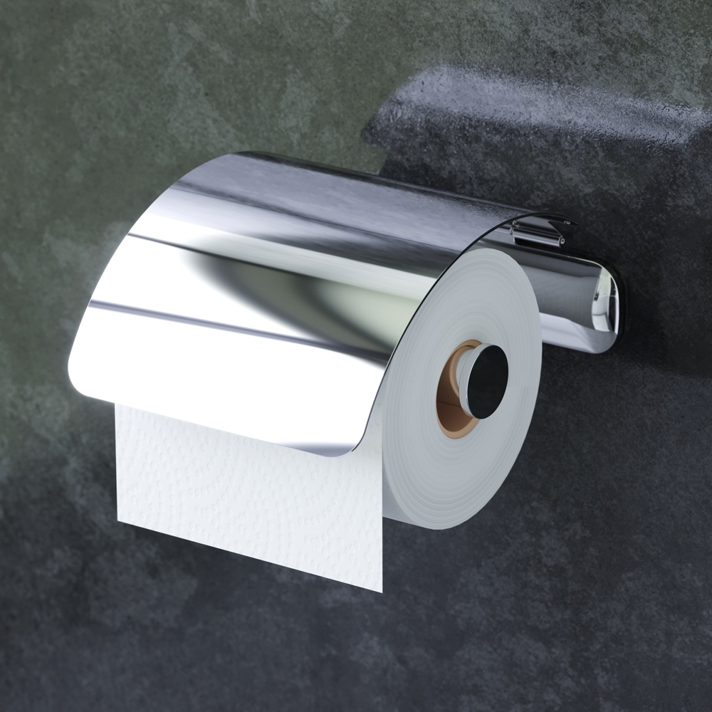 Тримач для туалетного паперу із кришкою AM.PM Inspire A50341464 округлий металевий хром
