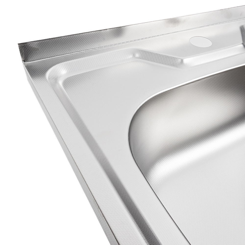 Мийка для кухні із нержавіючої сталі квадратна накладна PLATINUM 5050 ДЕКОР 500x500x160мм мікротекстура 0.7мм із сифоном PLS-A289