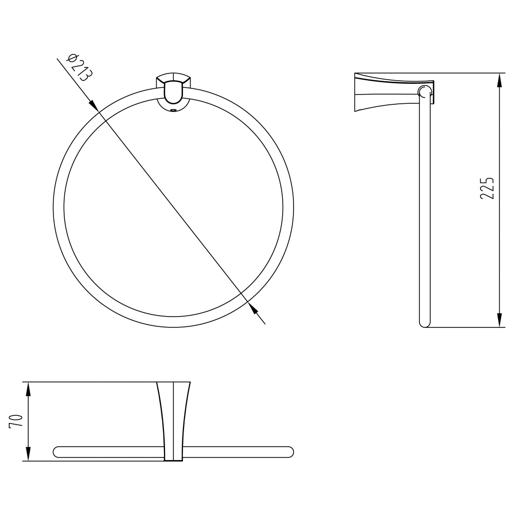 Держатель-кольцо для полотенец IMPRESE CUTHNA 130280 stribro 213мм округлый металлический хром