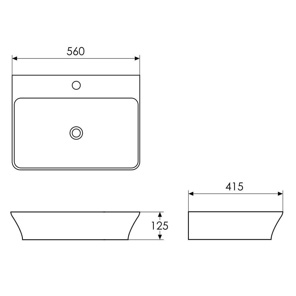 Умивальник накладний IMPRESE 560x415x125мм прямокутний білий i11259