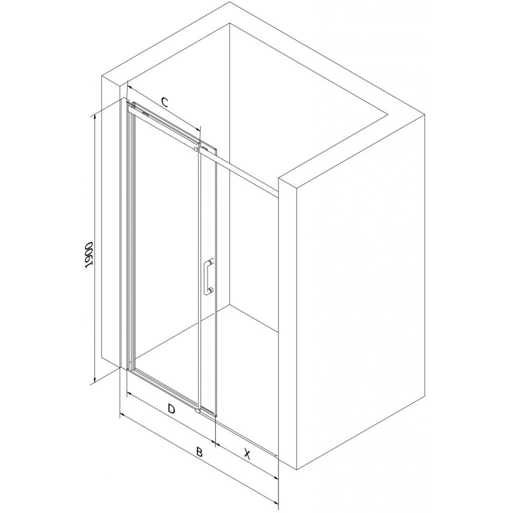 Двері для душової ніші MEXEN Omega скляні універсальні розсувні двосекційні 190x130см прозорі 8мм профіль чорний MEX-825-130-000-70-00