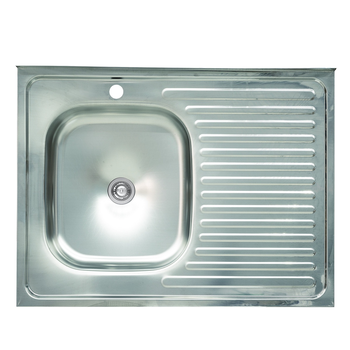 Мийка для кухні із нержавіючої сталі прямокутна накладна PLATINUM 8060 L 800x605x130мм глянцева 0.4мм без сифону PLS-A598