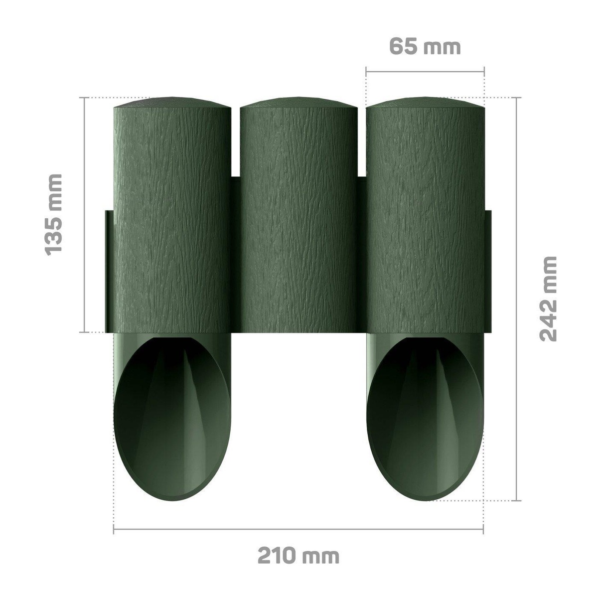 Газонна огорожа CELLFAST 3 MAXI, 10 секцій по 21см, 2.1м, зелений 34-012
