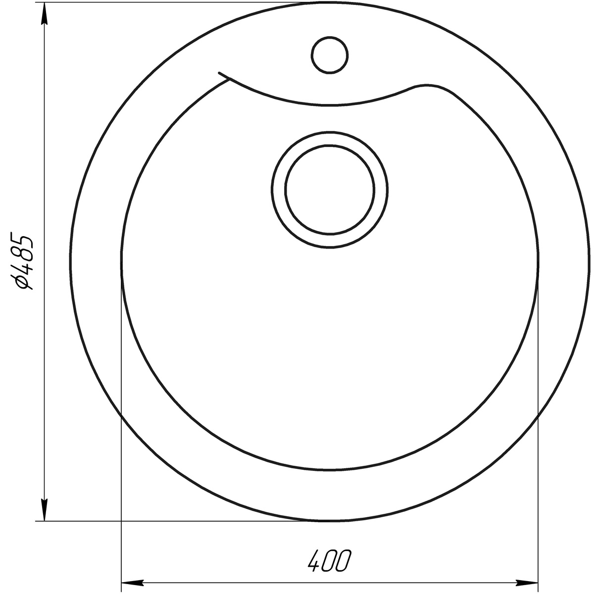 Мийка на кухню композитна кругла GLOBUS LUX ORTA 485мм x 485мм сірий без сифону 000021892