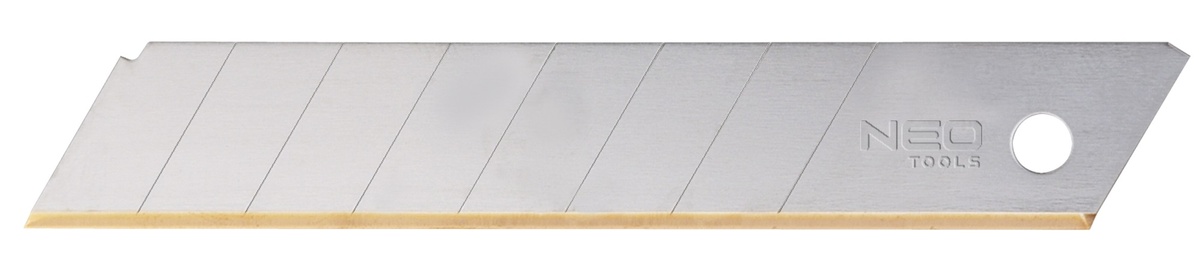 Лезвие сегментированное Neo Tools,18х0.5мм,край с титановым покрытием,10шт