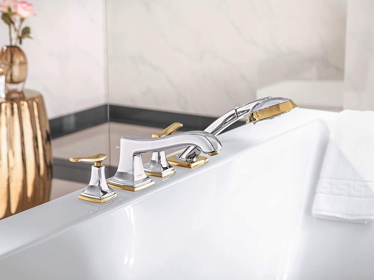 Кран с креплением на ванну на четыре отверстия HANSGROHE Metropol Classic золотой латунь 31441090