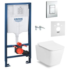 Комплект інсталяції GROHE Rapid SL кнопка хром безобідковий унітаз VOLLE з кришкою мікроліфт дюропласт 13-41-160+38772001+37131000