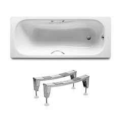 Ванна стальная металлическая прямоугольная ROCA PRINCESS 160см x 75см оборачиваемая c ручками с ножками A220370001+A291021000